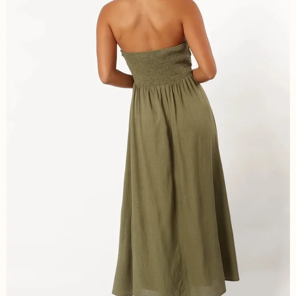 Petal & Pup Olive Strapless Dress - Picture 2 of 6